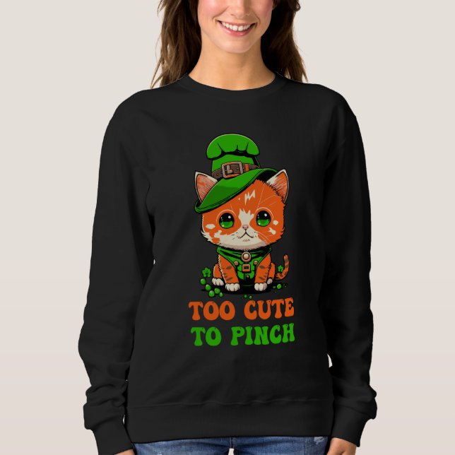 Camiseta Too Cute to Pinch St Patricks Day Cat Gnome Leprec (Frente)
