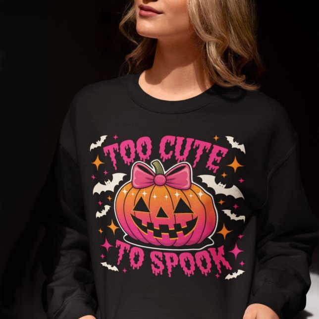 Camiseta Too Cute to Spook Pink Coquette Halloween Pumpkin (Criador carregado)