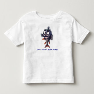 Camiseta Too Cute to Swim Away – Funny Cartoon Fish Kids 