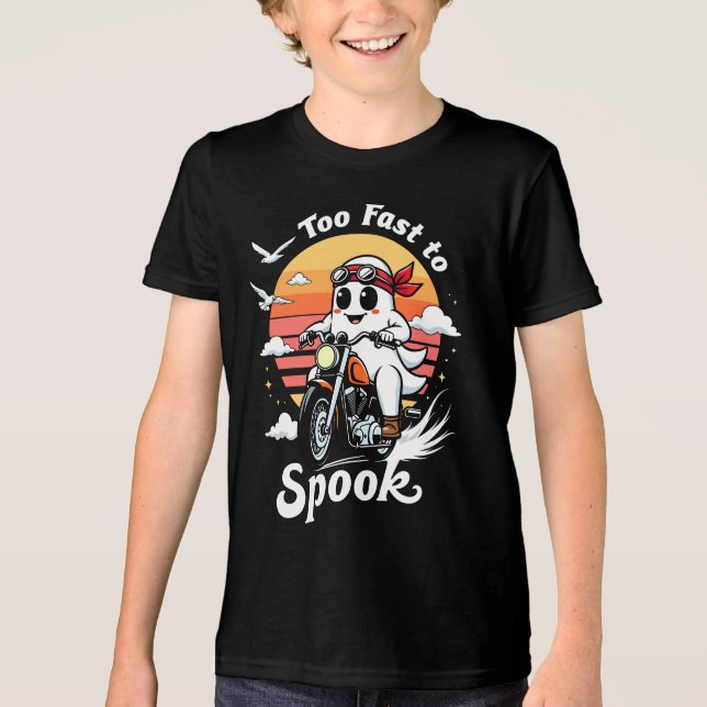 Camiseta Too fast to spook - Geist auf Motorrad (Frente)