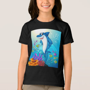 Camiseta Toon de Tubarão Feliz-23685