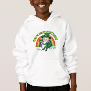 Camiseta Toon leprechaun bonito com shamrock e arco-íris
