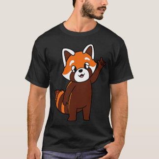 Camiseta toon red panda mostra que te amo gesto de mão ASL
