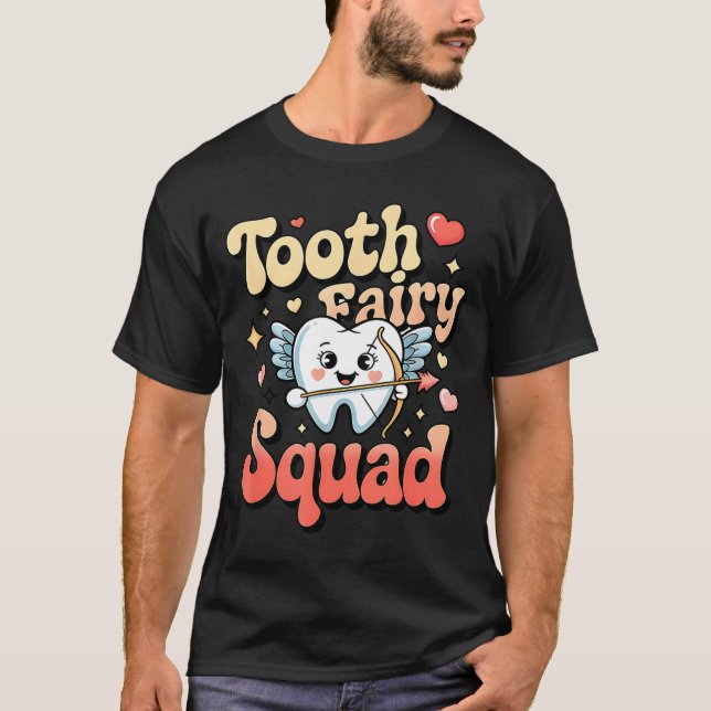 Camiseta Tooth Fairy Squad Cute Cud Tooth Retro Dental Humo (Frente)