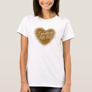 Camiseta Top Coração I ACORDEI ASSIM com Glitter D