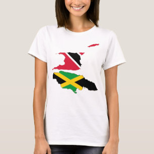 Camiseta Tópicos do mapa de Trinidad Jamaica
