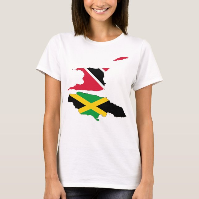 Camiseta Tópicos do mapa de Trinidad Jamaica (Frente)