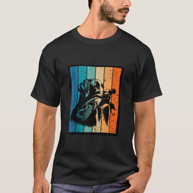 Camiseta Topo do Design de Caça do Pato Sunset Retro (Frente)