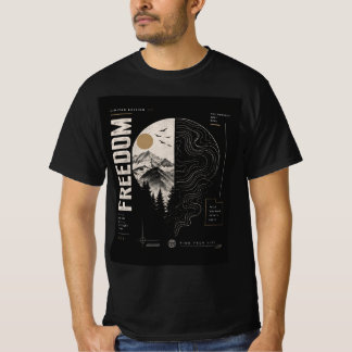 Camiseta Topográfica de Streetwear Freedom Mountai