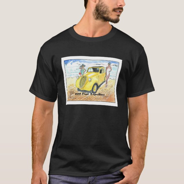 Camiseta Topolino Fiat 1937. Aquarela feita na Itália. (Frente)