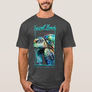 Camiseta Topsail Beach North Carolina Watercolor Sea Turtle