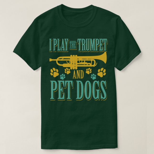 Camiseta Toque A Trompete E Cachorros De Pet (Frente do Design)