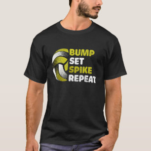 Camiseta Toque Bloqueio Ataque Repita Dia de Jogo de Volei