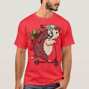 Camiseta Toque bonito de Natal, porco-gato Patinete