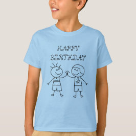 CAMISETA TOQUE DE PUNHO FELIZ ANIVERSÁRIO AZUL