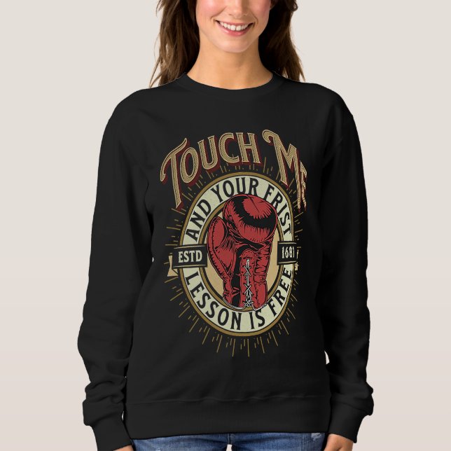 Camiseta Toque em Mim e Sua Primeira Aula de Boxe é Grátis  (Frente)