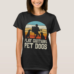 Camiseta Toque Guitarras Pet Dog Retro Music Guitarist Anim