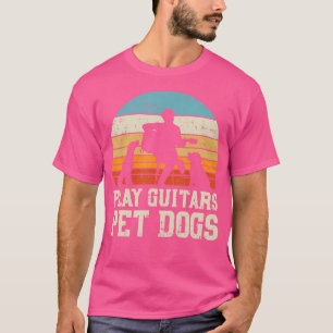 Camiseta Toque Guitarras Pet Dog Retro Music Guitarist Anim