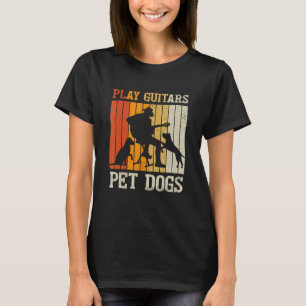 Camiseta Toque Guitarras Pet Dog Retro Music Guitarist Anim