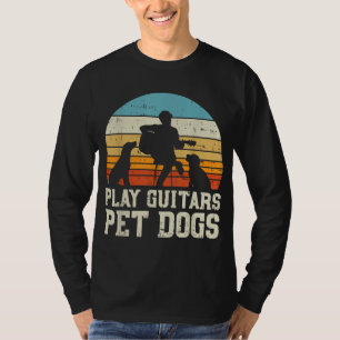 Camiseta Toque Guitarras Pet Dog Retro Music Guitarist Anim