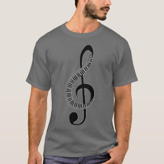 Camiseta Toque musical em forma de piano preto e branco, tr