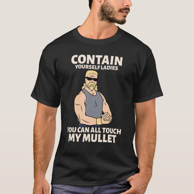 Camiseta Toque Na Minha Mullet Business Na Frente Da Festa (Frente)
