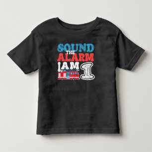 Camiseta Toque o Alarme Estou no meu 1º Aniversário Bombeir
