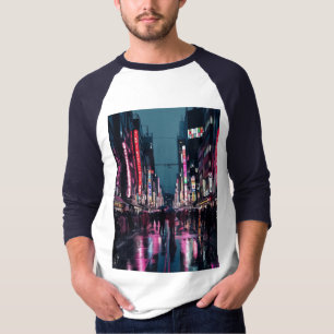 Camiseta Tóquio de pop-Arte - Paisagem Neon com Bold Urban