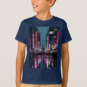 Camiseta Tóquio de pop-Arte - Paisagem Neon com Bold Urban
