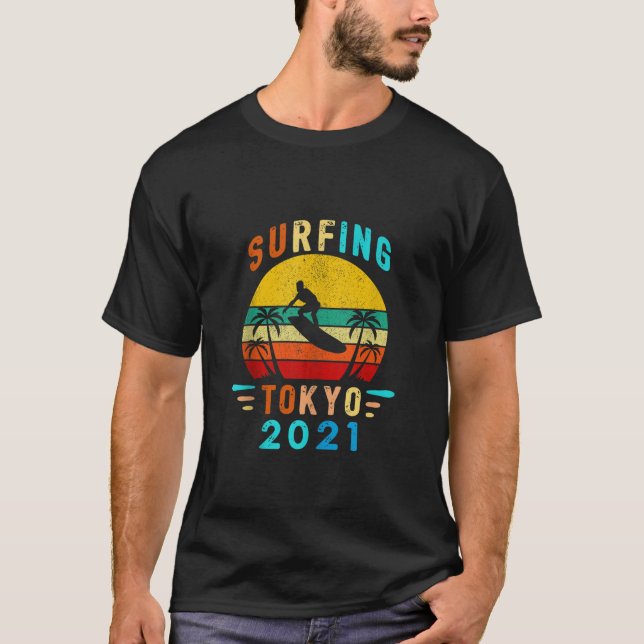 Camiseta Tóquio Verão de 2021 Jogos do Surf de surfe no Jap (Frente)