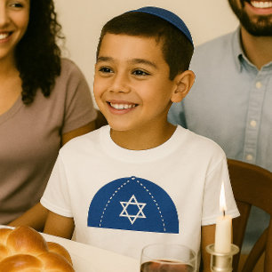 Camiseta Torah Scholar Blue Kippah e Star de David