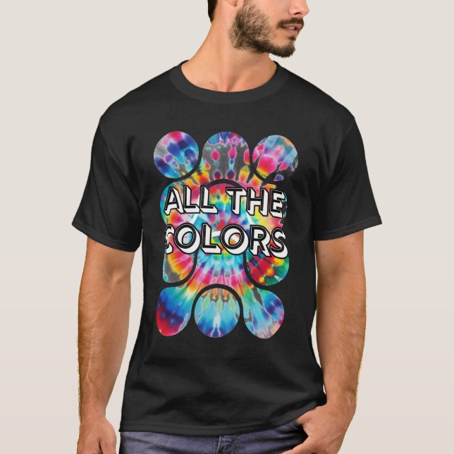 Camiseta Torcendo Cores em Estilo Retrô Tie-Dye (Frente)