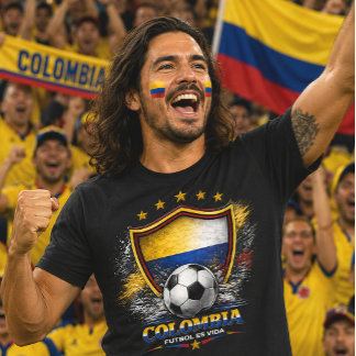 Camiseta Torcida de Futebol Colombiana Copa do Mundo de Fut