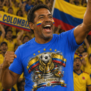 Camiseta Torcida de Futebol Colombiana Copa do Mundo de Fut