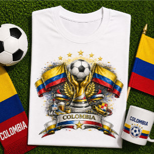 Camiseta Torcida de Futebol Colombiana Copa do Mundo de Fut