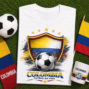 Camiseta Torcida de Futebol Colombiana Copa do Mundo de Fut
