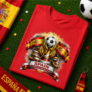 Camiseta Torcida de Futebol da Espanha La Roja Copa do Mund