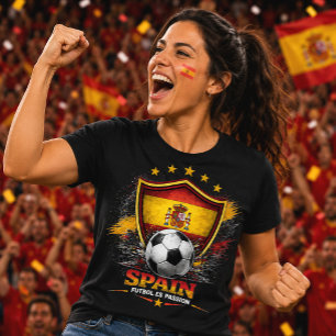 Camiseta Torcida de Futebol da Espanha La Roja Copa do Mund
