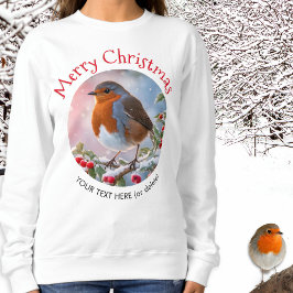 Camiseta Tordo Vermelho de Inverno Festivo Feliz Natal