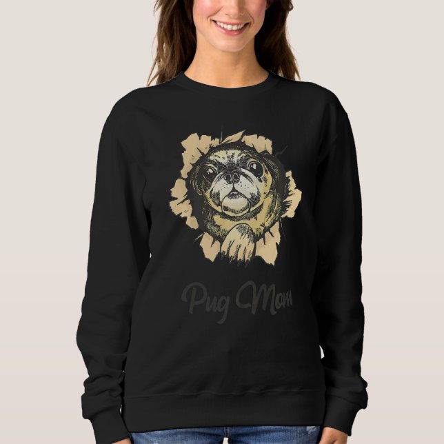 Camiseta Torn Wall Pug Mãe (Frente)