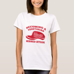 Camiseta Tornando-Se Vegetariano É Um Enorme Bife Perdido