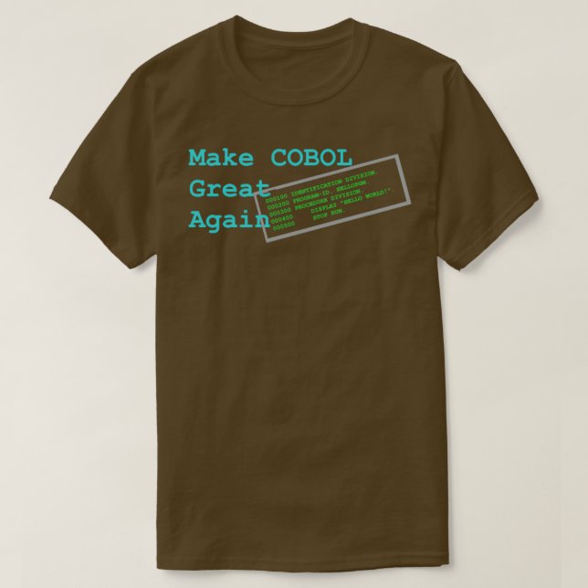 Camiseta Tornar o excelente COBOL novamente (Frente do Design)