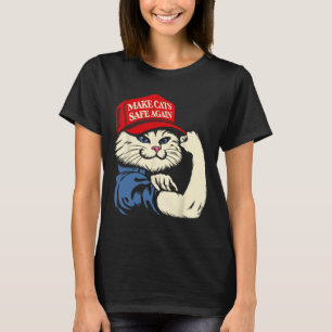 Camiseta Tornar os Gatos Seguros Novamente Chapéu Vermelho 
