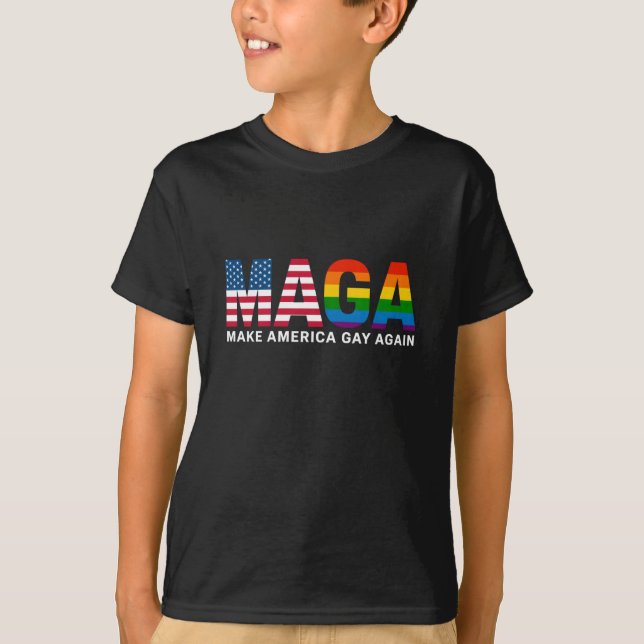 Camiseta Torne a América Gay de novo Orgulho gay 2025 LGBTQ (Frente)
