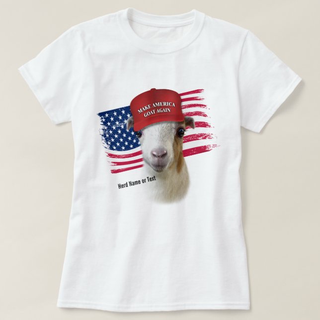 Camiseta Torne a América GOAT de novo LaMancha Kid Goat (Frente do Design)