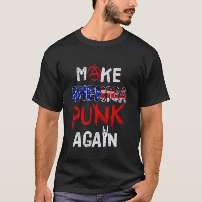 Camiseta Torne a América Punk Novamente Engraçada Rock dos  (Frente)