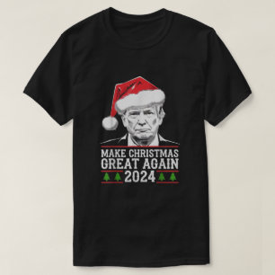 Camiseta Torne o Natal Grande Novamente Funny Santa Trump 2