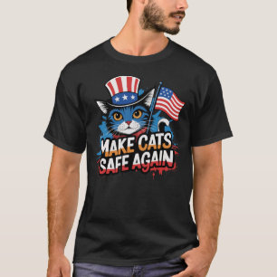 Camiseta Torne Os Gatos Seguros Novamente Engraçados Debate