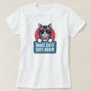 Camiseta Torne os Gatos Seguros Novamente Óculos de Sol Eng