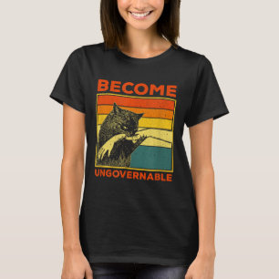 Camiseta Torne-se ingovernável - Gato Negro Mordendo Mão En